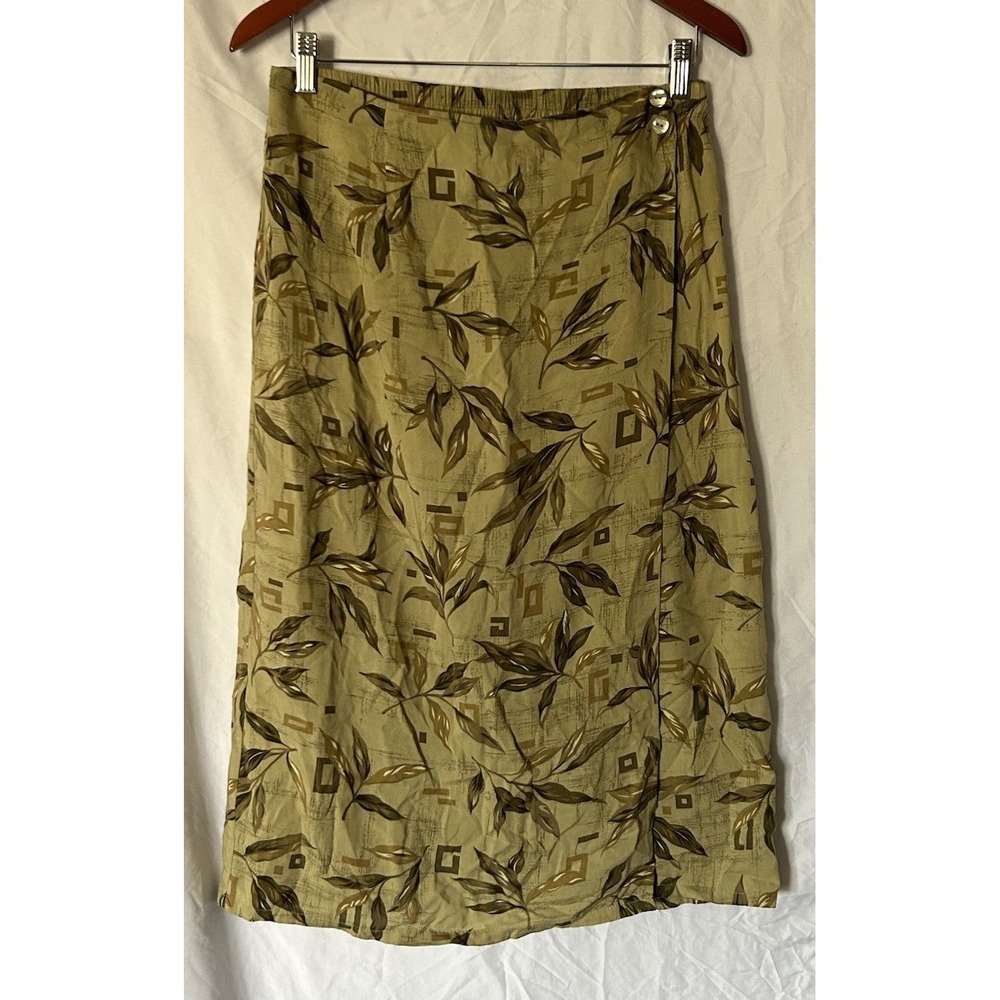 Women's Vintage Sag Harbor Rayon Skirt Size PM Stretch Leafs Forest Fairy